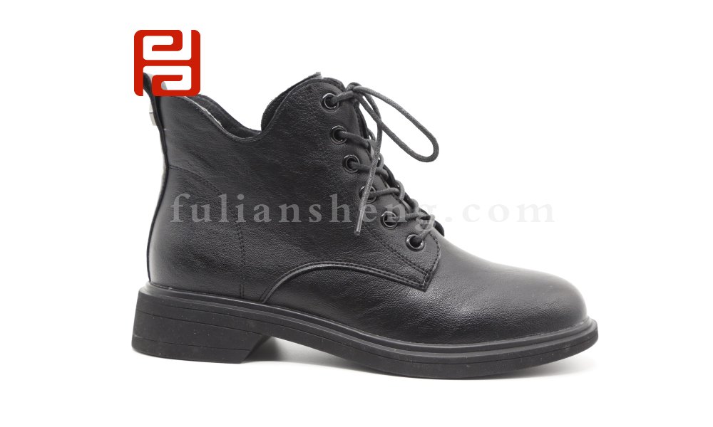 福連升2020冬季新款女平底低跟系帶英倫風馬丁靴短靴圖片