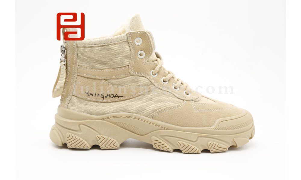 福連升休閑鞋系帶舒適透氣保暖女靴中跟圓頭短筒沙漠靴圖片