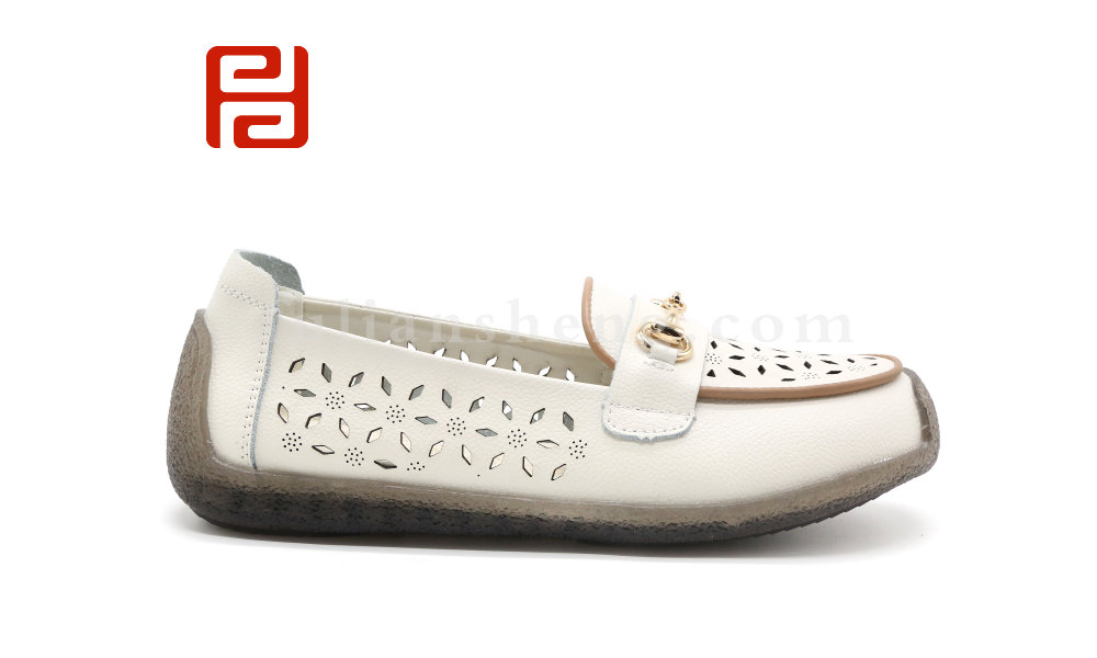 福連升夏季休閑女鞋經典豆豆鞋透氣帶孔舒適女鞋