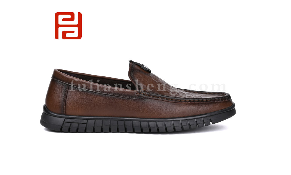 福連升春秋男鞋單鞋棋盤紋豆豆鞋商務(wù)復(fù)古手縫鞋