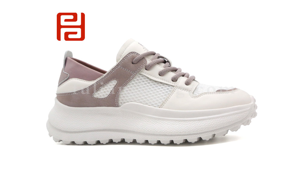 福連升夏季女鞋休閑生活時尚休閑真皮+網紗面料