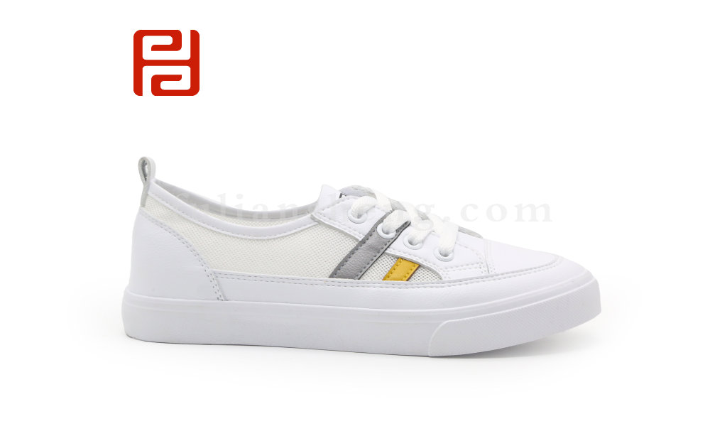 福連升夏季休閑板鞋透氣網布低幫平底學生小白鞋女鞋圖片