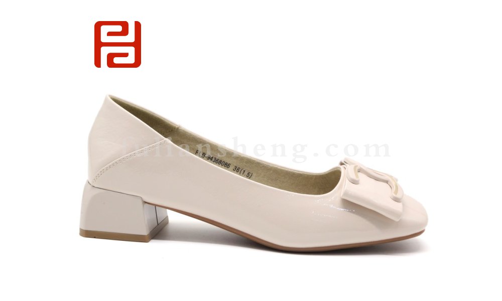 福連升休閑鞋淺口軟底舒適棉麻女鞋春秋新款工作白搭粗跟圖片