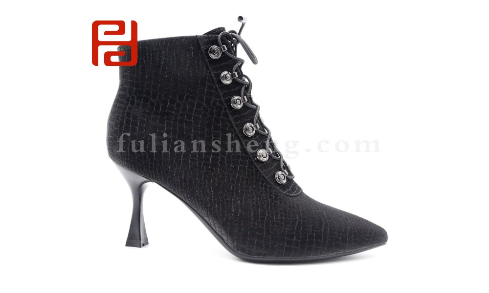 福連升休閑鞋女鞋高跟小短靴百搭尖頭時(shí)裝細(xì)跟保暖秋冬圖片