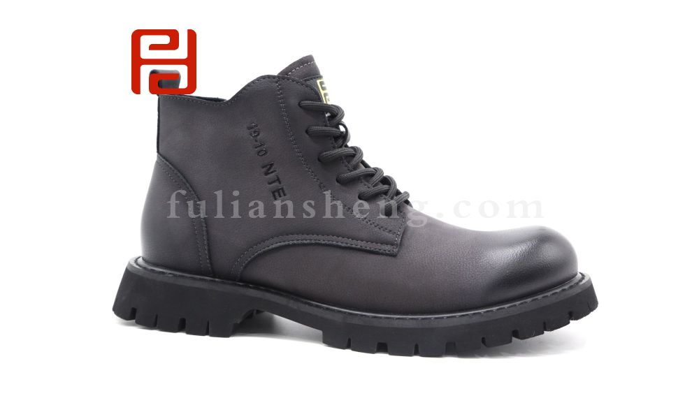 福連升休閑鞋男鞋冬季加絨保暖英倫馬丁靴軟底舒適皮面男靴圖片