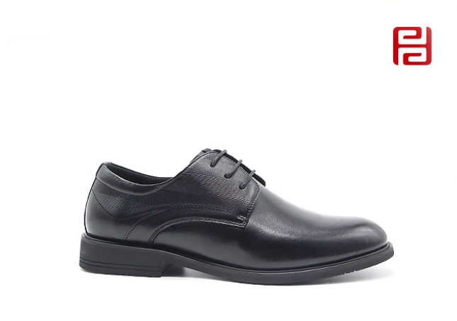 福連升正裝商務皮鞋黑色橡膠底工裝鞋細膩光澤正裝男鞋